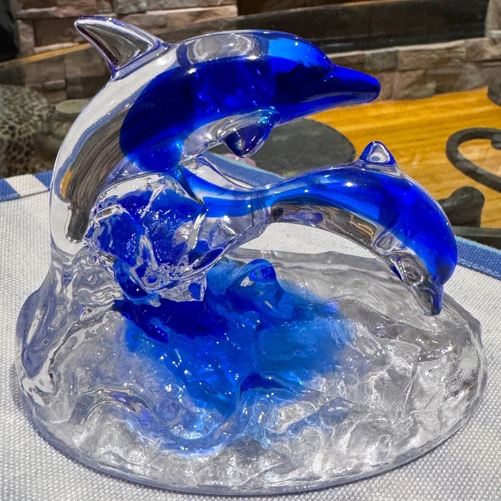 🐬 Stunning Vintage Cristal d’Arques Mother & Baby Dolphin Figurine France 🐬